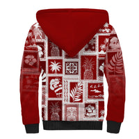 Hawaii Christmas Retro Patchwork Sherpa Hoodie Red - Wonder Print Shop