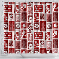 hawaii-christmas-retro-patchwork-shower-curtain-red