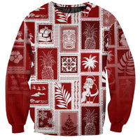 Hawaii Christmas Retro Patchwork Sweatshirt Red - Wonder Print Shop