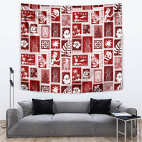 Hawaii Christmas Retro Patchwork Tapestry Red - Wonder Print Shop