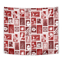 Hawaii Christmas Retro Patchwork Tapestry Red - Wonder Print Shop
