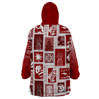 Hawaii Christmas Retro Patchwork Wearable Blanket Hoodie Red - Wonder Print Shop