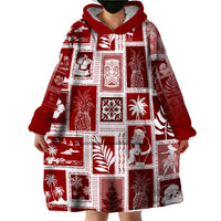 Hawaii Christmas Retro Patchwork Wearable Blanket Hoodie Red - Wonder Print Shop