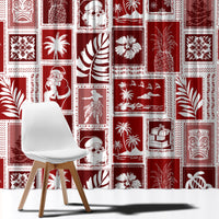 Hawaii Christmas Retro Patchwork Window Curtain Red - Wonder Print Shop