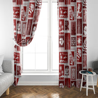 Hawaii Christmas Retro Patchwork Window Curtain Red - Wonder Print Shop