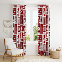 Hawaii Christmas Retro Patchwork Window Curtain Red - Wonder Print Shop