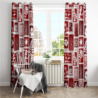 Hawaii Christmas Retro Patchwork Window Curtain Red - Wonder Print Shop