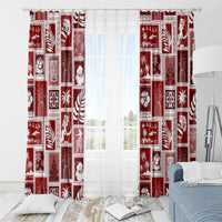 Hawaii Christmas Retro Patchwork Window Curtain Red - Wonder Print Shop