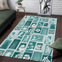 Hawaii Christmas Retro Patchwork Area Rug Teal LT7 - Wonder Print Shop