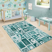 Hawaii Christmas Retro Patchwork Area Rug Teal LT7 - Wonder Print Shop