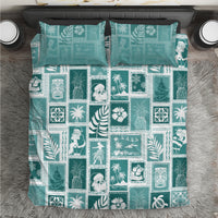 Hawaii Christmas Retro Patchwork Bedding Set Teal LT7 - Wonder Print Shop