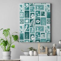 Hawaii Christmas Retro Patchwork Canvas Wall Art Teal LT7 - Wonder Print Shop
