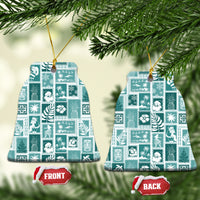 Hawaii Christmas Ceramic Ornament Retro Patchwork - Teal LT7 - Wonder Print Shop