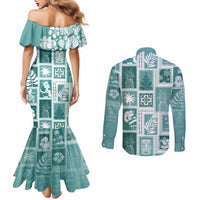 hawaii-christmas-retro-patchwork-couples-matching-mermaid-dress-and-long-sleeve-button-shirt-teal