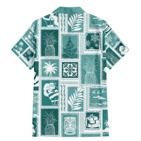 Hawaii Christmas Retro Patchwork Family Matching Mermaid Dress and Hawaiian Shirt Teal LT7 - Wonder Print Shop