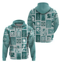 Hawaii Christmas Retro Patchwork Hoodie Teal - Wonder Print Shop