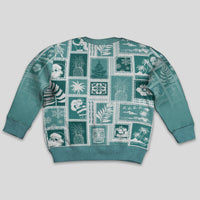 Hawaii Christmas Kid Ugly Christmas Sweater Retro Patchwork - Teal - Wonder Print Shop
