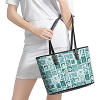 Hawaii Christmas Retro Patchwork Leather Tote Bag Teal - Wonder Print Shop