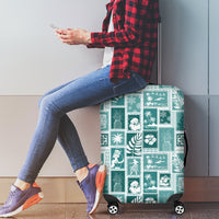Hawaii Christmas Retro Patchwork Luggage Cover Teal - Wonder Print Shop