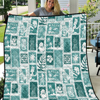 Hawaii Christmas Retro Patchwork Quilt Teal - Wonder Print Shop