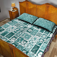 Hawaii Christmas Retro Patchwork Quilt Bed Set Teal - Wonder Print Shop