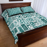 Hawaii Christmas Retro Patchwork Quilt Bed Set Teal - Wonder Print Shop