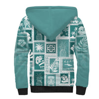 Hawaii Christmas Retro Patchwork Sherpa Hoodie Teal - Wonder Print Shop