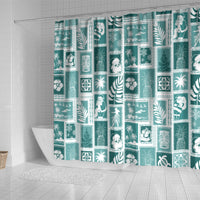 hawaii-christmas-retro-patchwork-shower-curtain-teal