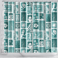 hawaii-christmas-retro-patchwork-shower-curtain-teal