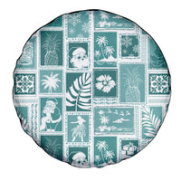 Hawaii Christmas Retro Patchwork Spare Tire Cover Teal - Wonder Print Shop