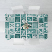 Hawaii Christmas Retro Patchwork Tablecloth Teal - Wonder Print Shop