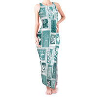 Hawaii Christmas Retro Patchwork Tank Maxi Dress Teal - Wonder Print Shop