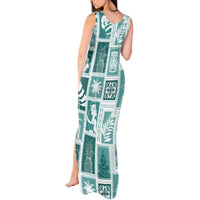 Hawaii Christmas Retro Patchwork Tank Maxi Dress Teal - Wonder Print Shop
