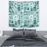 Hawaii Christmas Retro Patchwork Tapestry Teal - Wonder Print Shop
