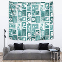 Hawaii Christmas Retro Patchwork Tapestry Teal - Wonder Print Shop