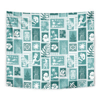 Hawaii Christmas Retro Patchwork Tapestry Teal - Wonder Print Shop