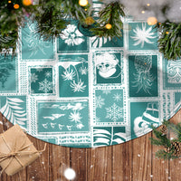 Hawaii Christmas Tree Skirt Retro Patchwork - Teal - Wonder Print Shop