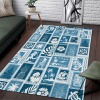 Hawaii Christmas Retro Patchwork Area Rug Aquamarine LT7 - Wonder Print Shop