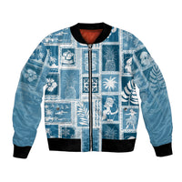 Hawaii Christmas Retro Patchwork Bomber Jacket Aquamarine LT7 - Wonder Print Shop