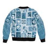 Hawaii Christmas Retro Patchwork Bomber Jacket Aquamarine LT7 - Wonder Print Shop
