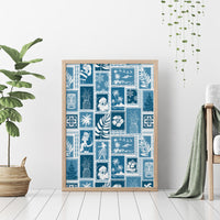 Hawaii Christmas Retro Patchwork Canvas Wall Art Aquamarine LT7 - Wonder Print Shop