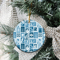 Hawaii Christmas Ceramic Ornament Retro Patchwork - Aquamarine LT7 - Wonder Print Shop