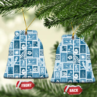 Hawaii Christmas Ceramic Ornament Retro Patchwork - Aquamarine LT7 - Wonder Print Shop