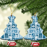 Hawaii Christmas Ceramic Ornament Retro Patchwork - Aquamarine LT7 - Wonder Print Shop