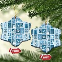 Hawaii Christmas Ceramic Ornament Retro Patchwork - Aquamarine LT7 - Wonder Print Shop