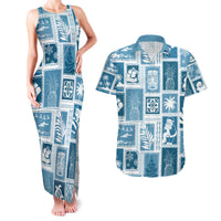 Hawaii Christmas Retro Patchwork Couples Matching Tank Maxi Dress and Hawaiian Shirt Aquamarine LT7 - Wonder Print Shop