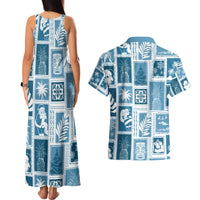 Hawaii Christmas Retro Patchwork Couples Matching Tank Maxi Dress and Hawaiian Shirt Aquamarine LT7 - Wonder Print Shop
