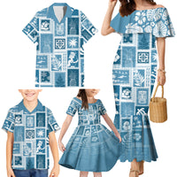 Hawaii Christmas Retro Patchwork Family Matching Mermaid Dress and Hawaiian Shirt Aquamarine LT7 - Wonder Print Shop
