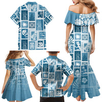 Hawaii Christmas Retro Patchwork Family Matching Mermaid Dress and Hawaiian Shirt Aquamarine LT7 - Wonder Print Shop
