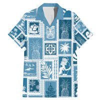 Hawaii Christmas Retro Patchwork Family Matching Mermaid Dress and Hawaiian Shirt Aquamarine LT7 - Wonder Print Shop